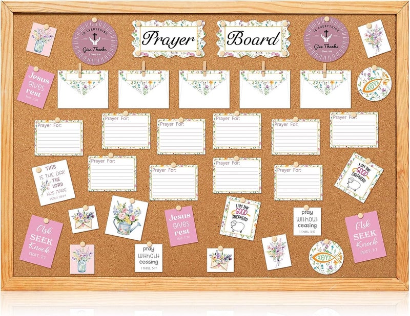 Watersay 80 Pcs Prayer Board Kit Supplies Christian Pray Gifts Envelopes and Cards Set Bible Verse Quotes DIY Wall for Women Home Office Church School Mother's Day (Not Including Board) (Fresh) - Image 1